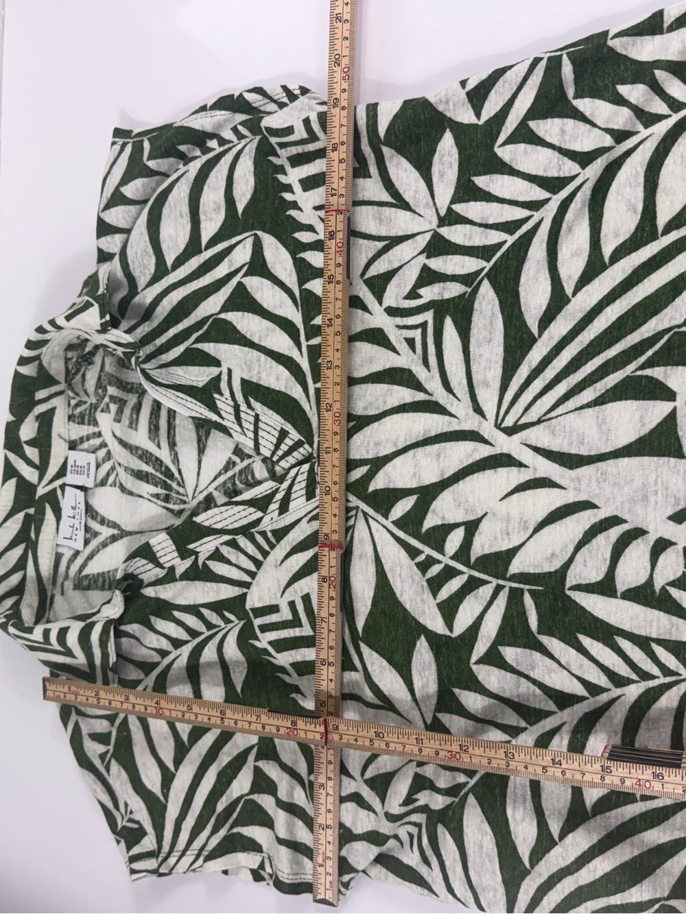 Nicole Miller New York 100% Linen Tropical Leaf Print Blouse Size M - Picture 4 of 6